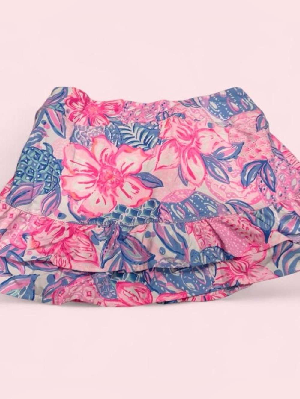 Lily Pulitzer Ladies Pink and Blue Floral Ruffle Skort NWT